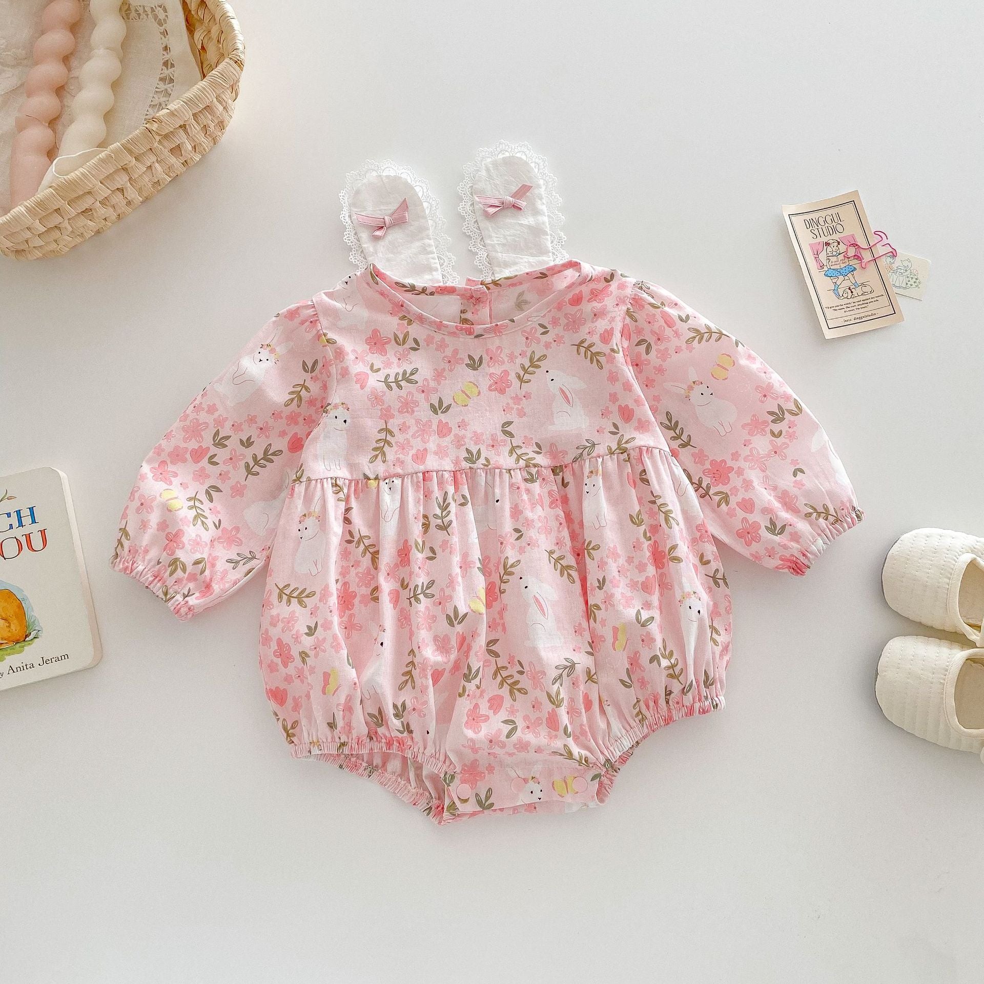 Sugar Petal Bunny Set Romper and Dress – Spring Blush 🍓🐰