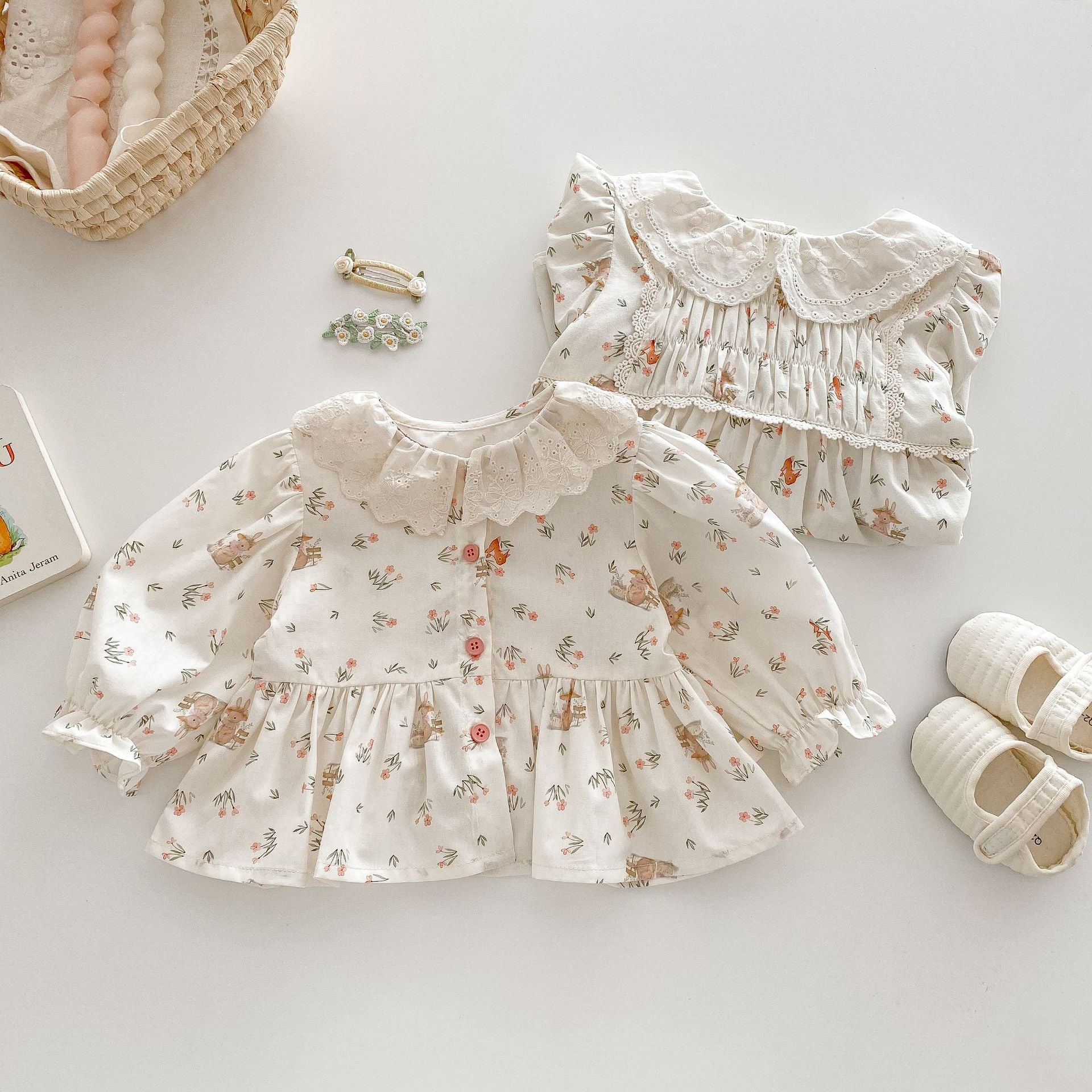 Baby Season Korean Style Rabbit Floral Princess Dress