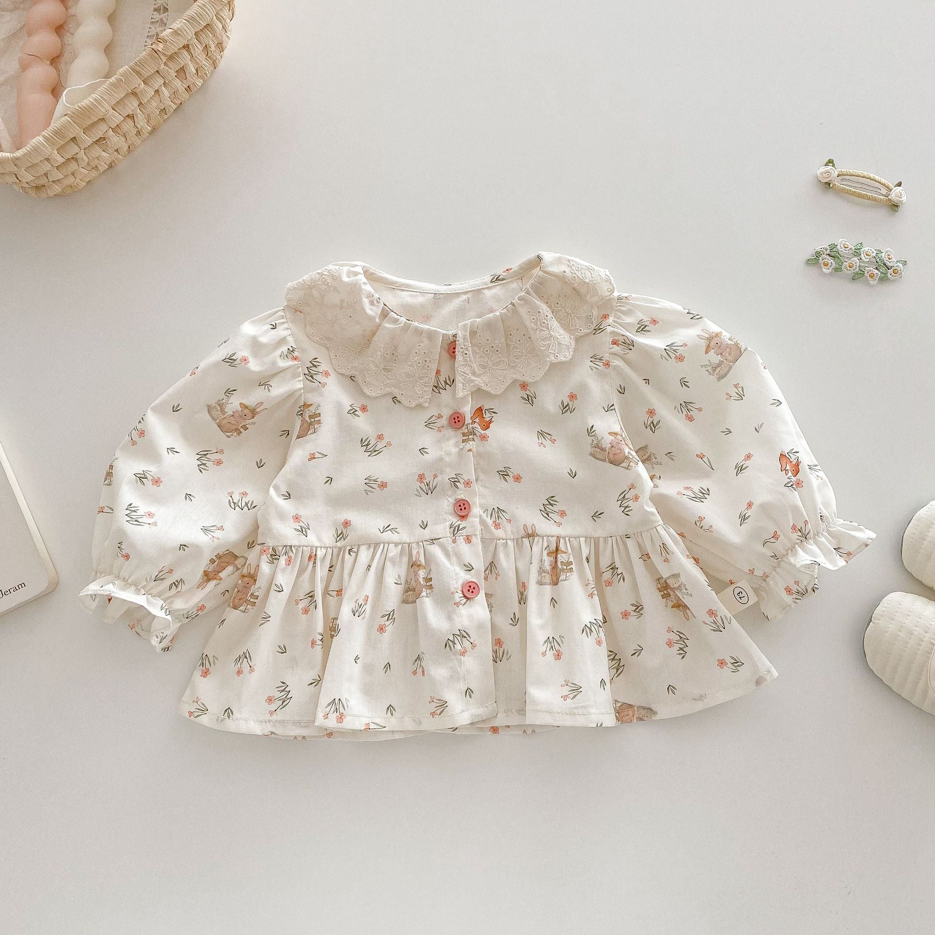 Baby Season Korean Style Rabbit Floral Princess Dress