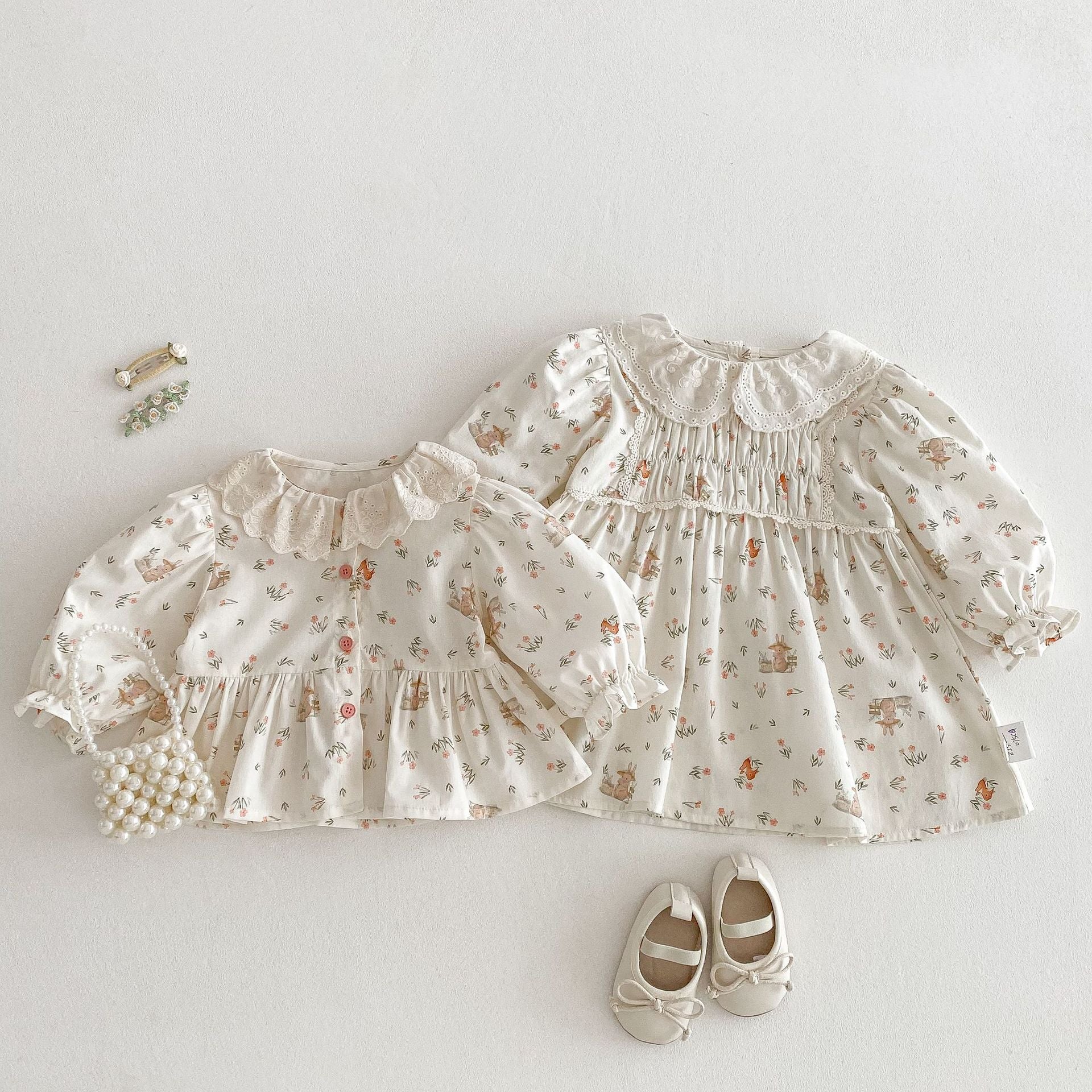 Baby Season Korean Style Rabbit Floral Princess Dress