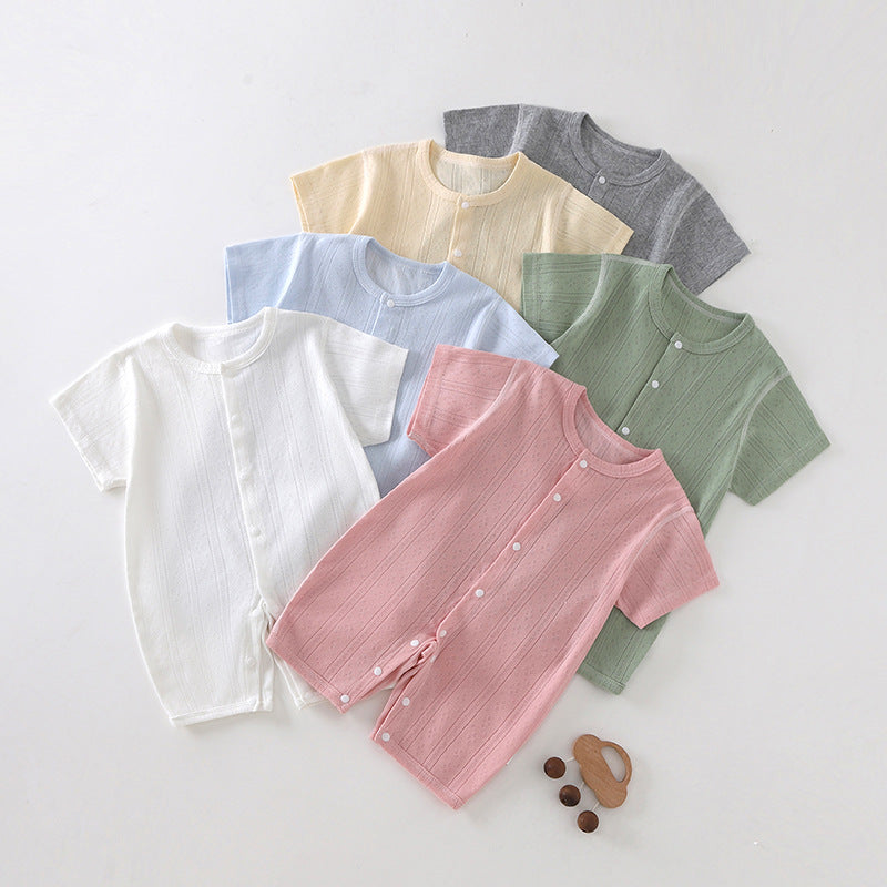 Baby Short Sleeve Rompers Summer Newborn Breathable Mesh Air Conditioning Clothes