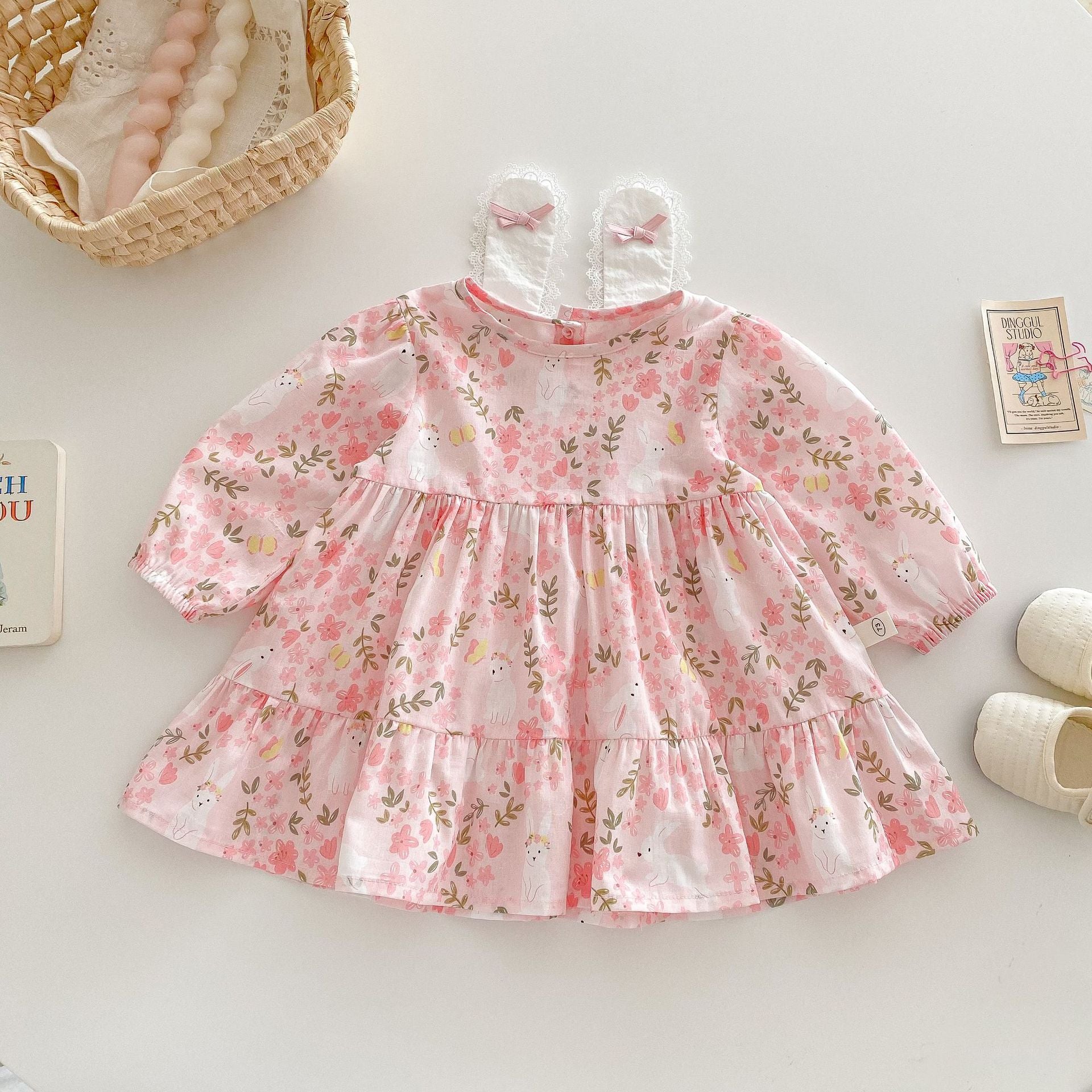 Sugar Petal Bunny Set Romper and Dress – Spring Blush 🍓🐰