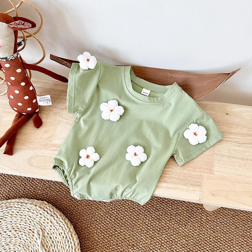 Fuzzy Cloud & Flower Baby Romper