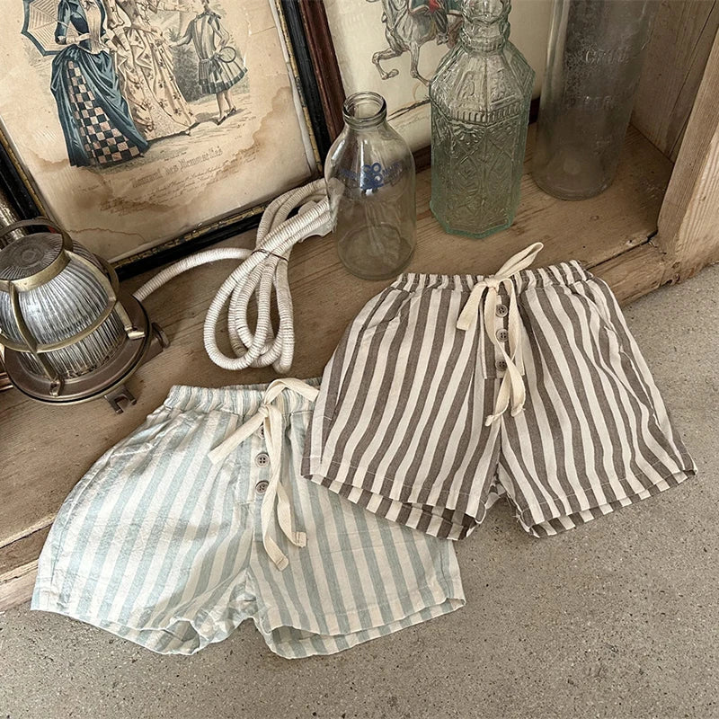 Vintage Linen Stripe Shorts