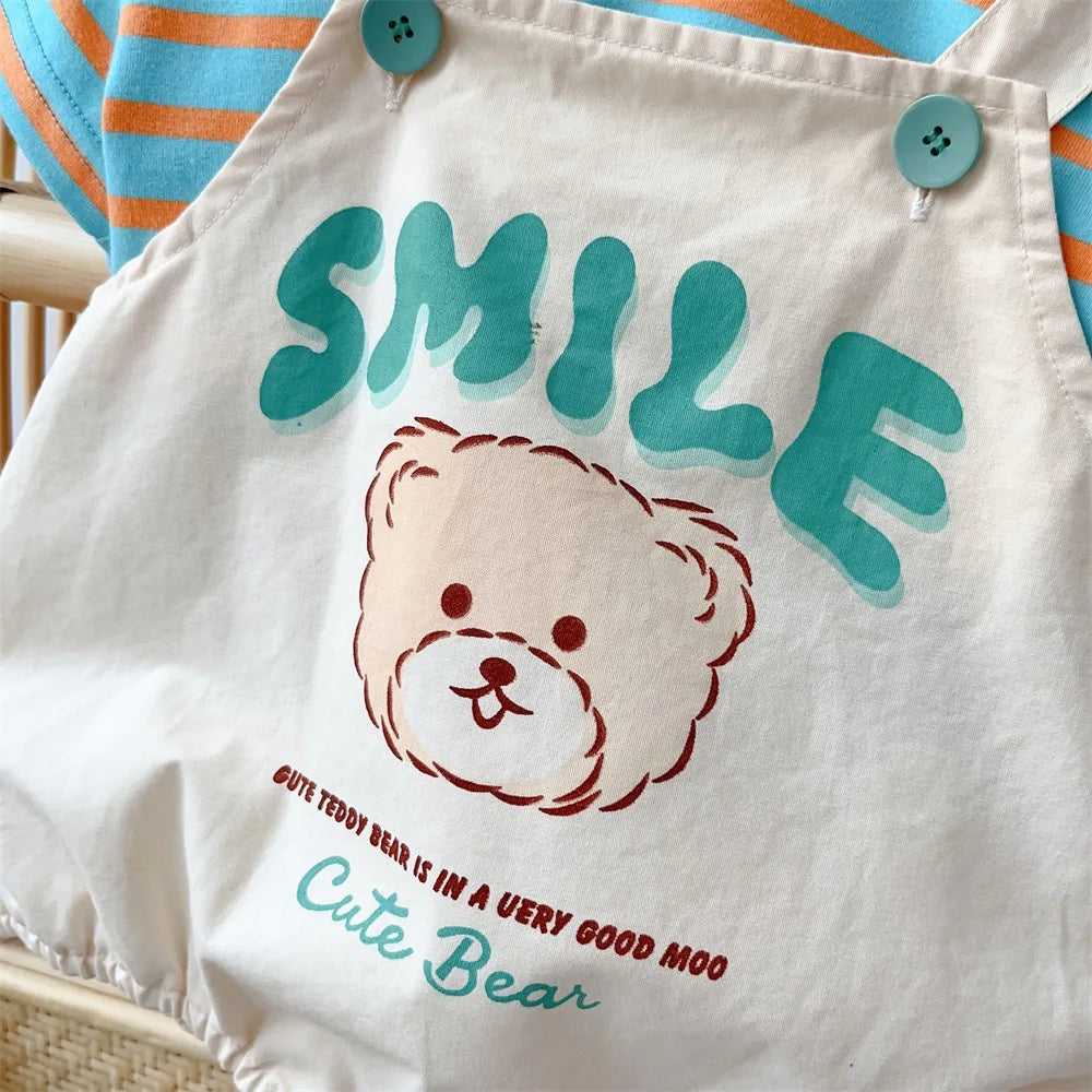 Smile Bear T-shirt & Overall Set