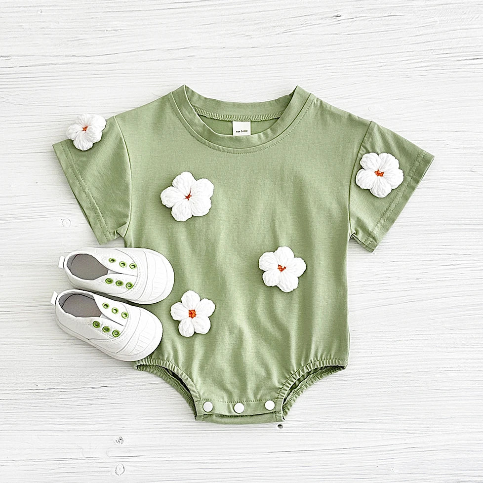 Fuzzy Cloud & Flower Baby Romper