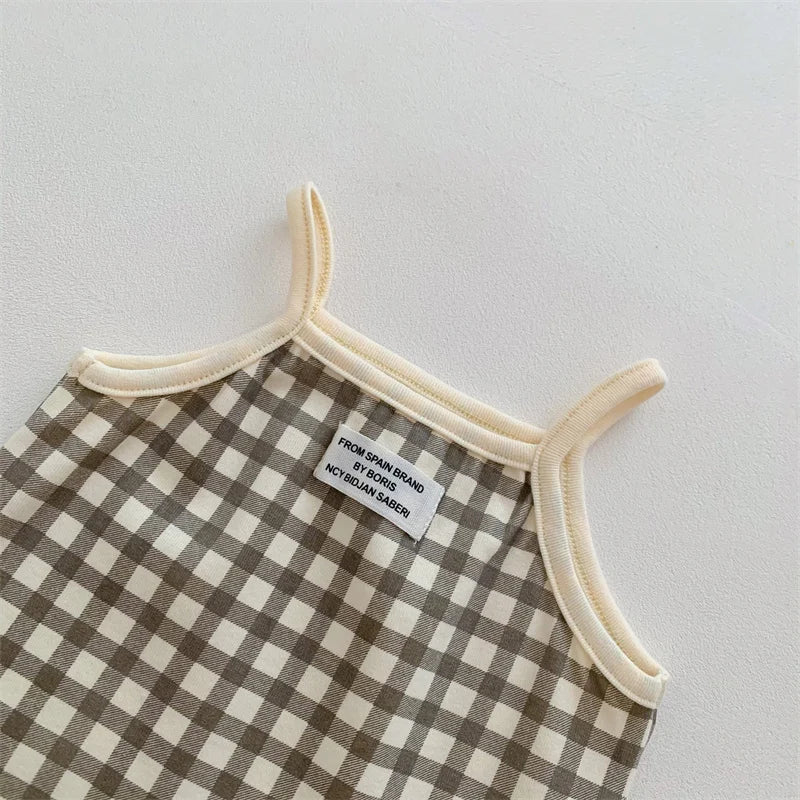 Baby Sleeveless Plaid Jumpsuits