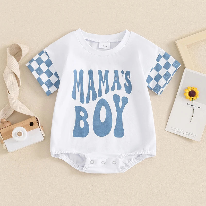 " MAMA'S BOY " Patchwork Jumpsuits