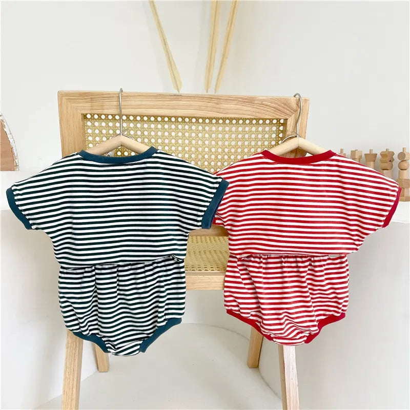 Smile Stripe T-shirt & Shorts Set