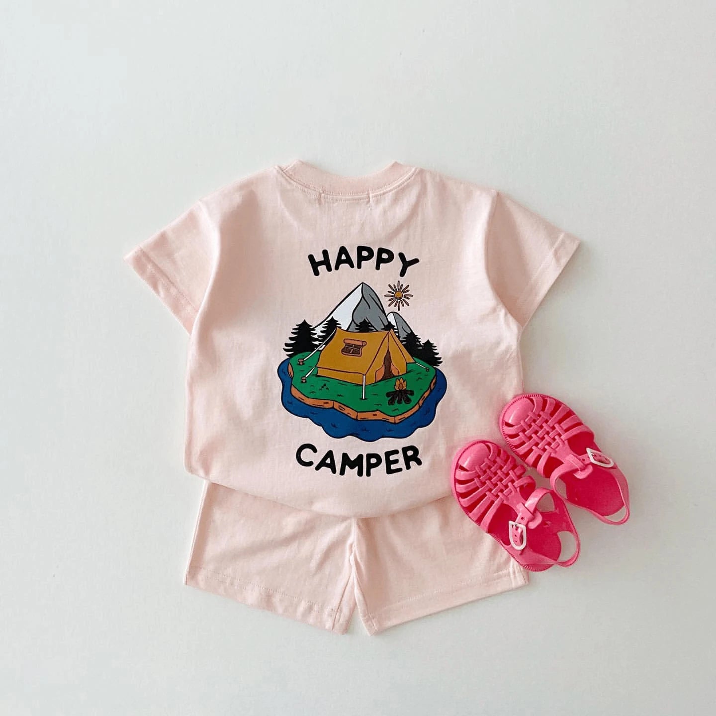 HAPPY CAMPER Tees & Shorts Set