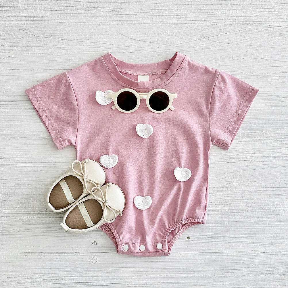 Fuzzy Cloud & Flower Baby Romper