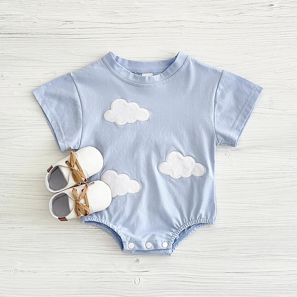 Fuzzy Cloud & Flower Baby Romper