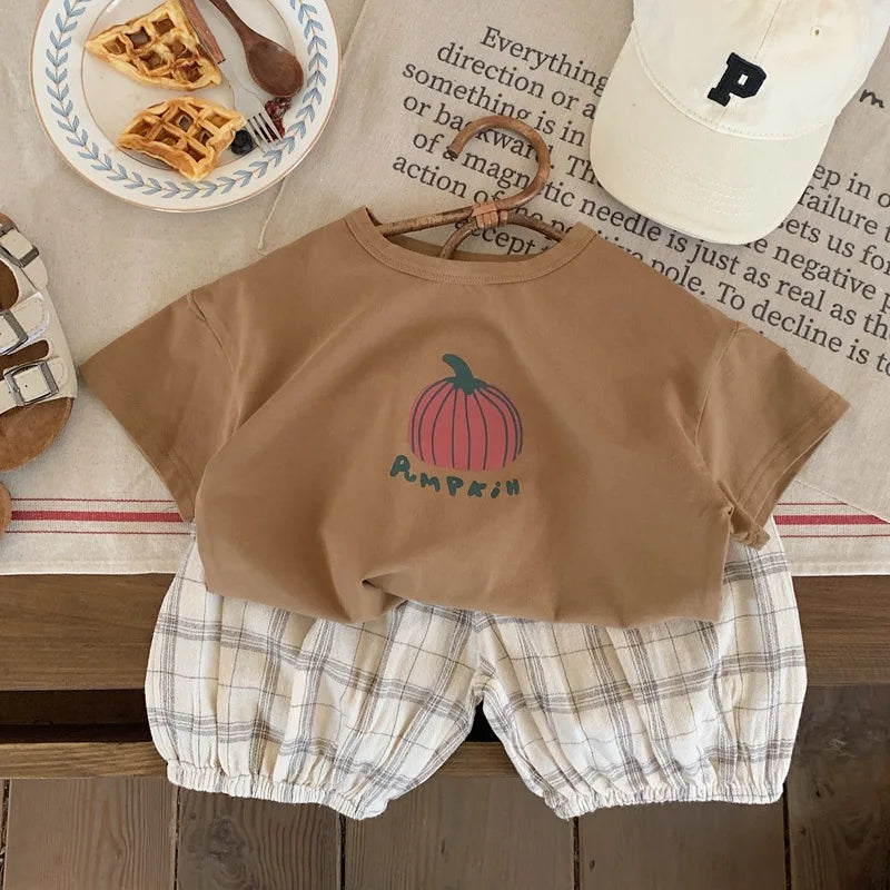 pumpkin printed short sleeve Tees