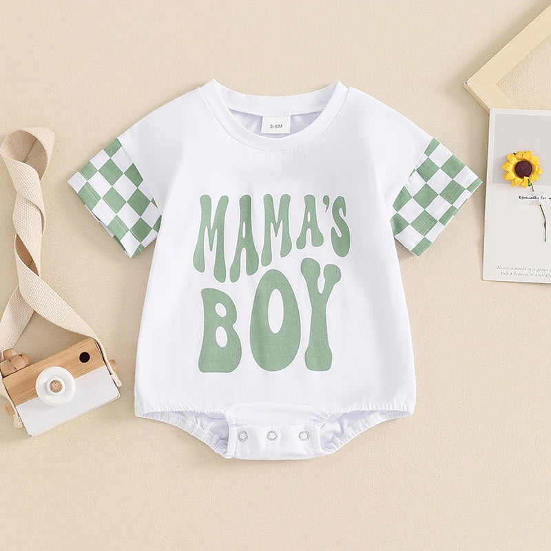 " MAMA'S BOY " Patchwork Jumpsuits