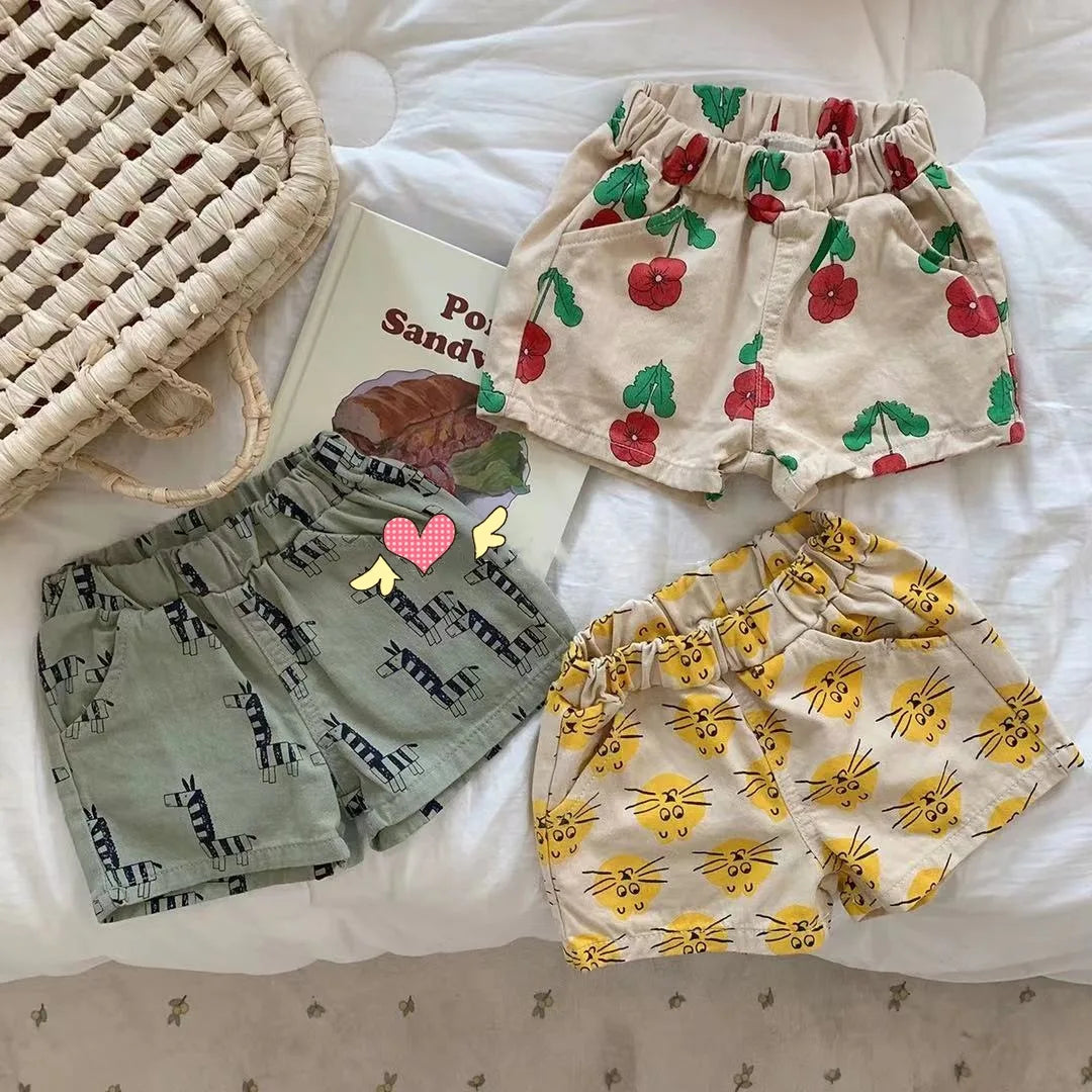 Flower Print Cotton Shorts