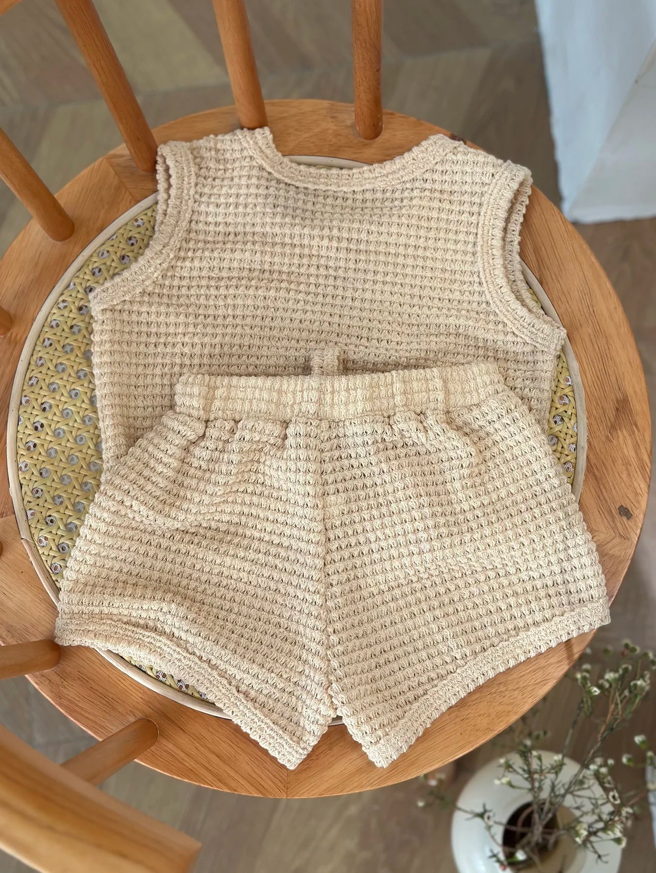 Summer Waffle Top & Shorts Set