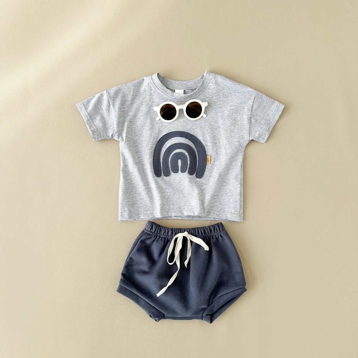 Rainbow Patchwork T-shirt & Shorts Set