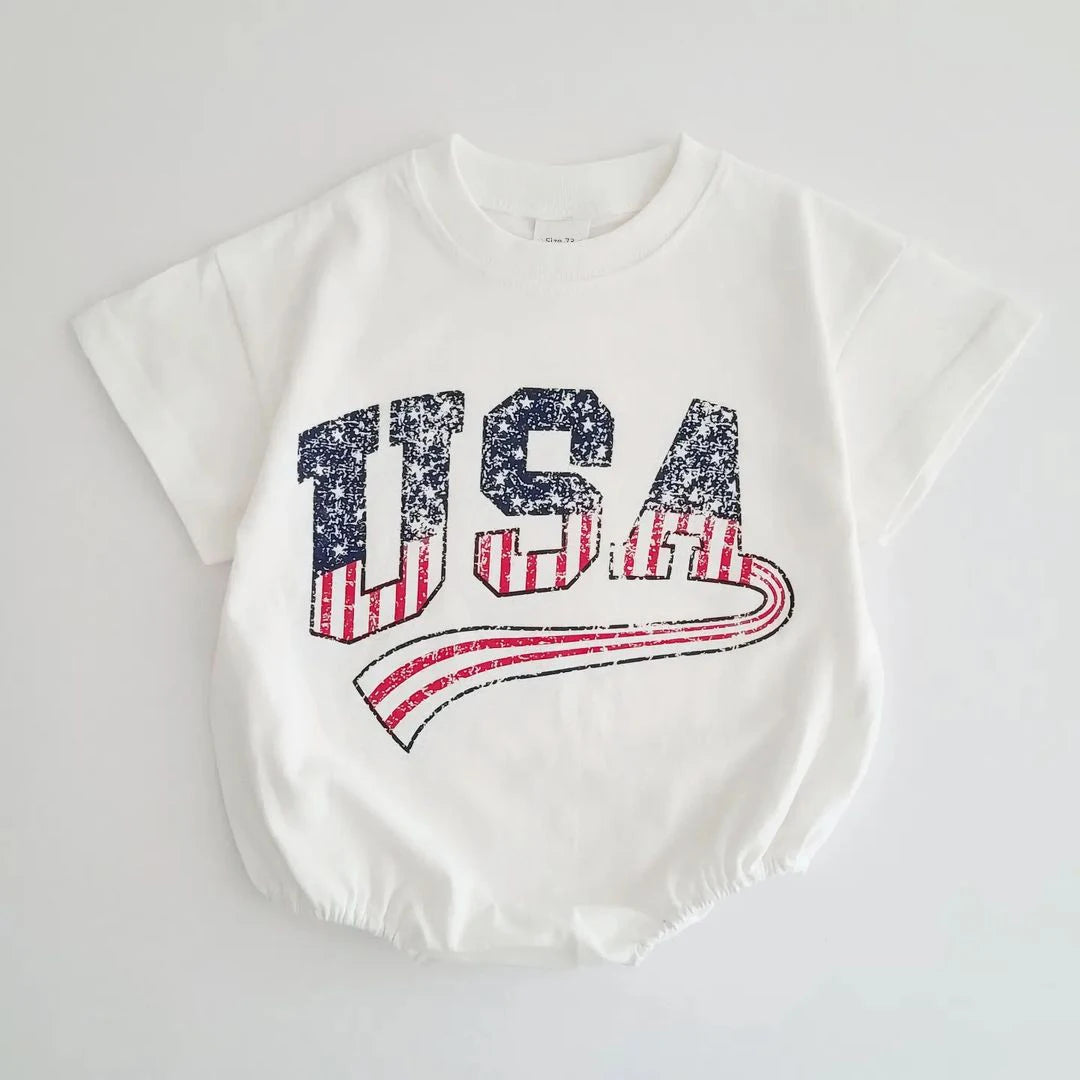 USA Print Short Sleeve Romper & Sets