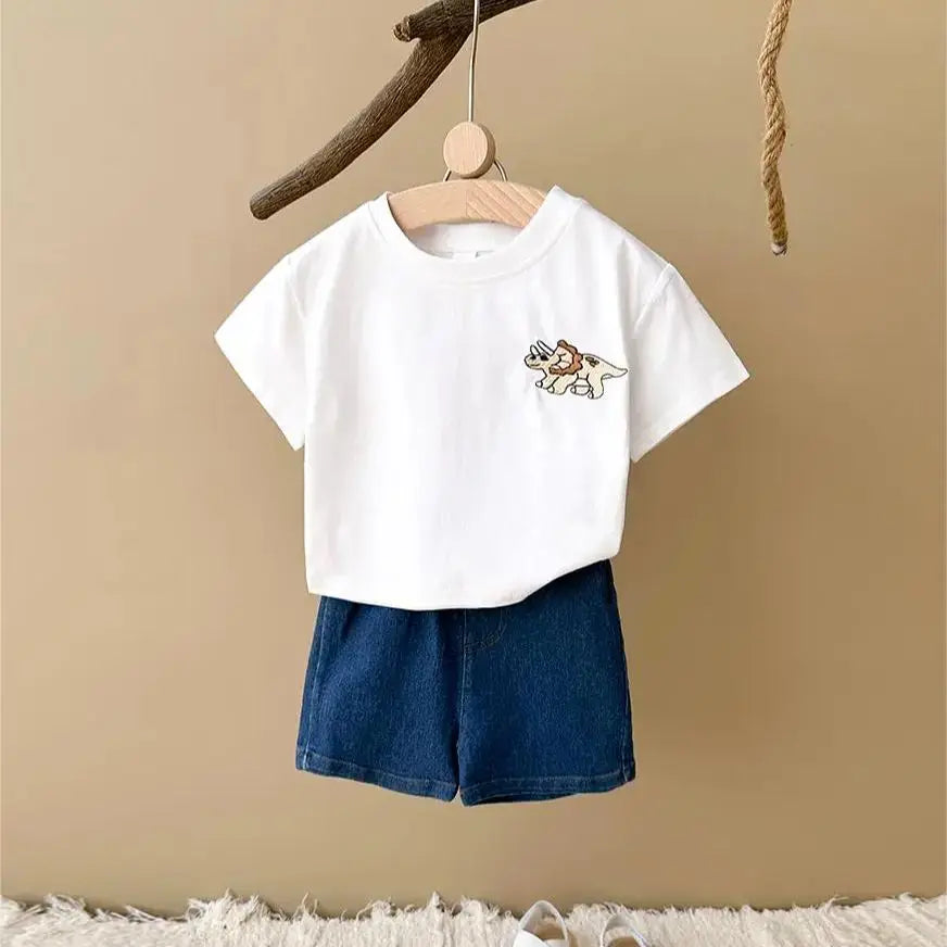 Dino T-shirt Denim & Shorts Set