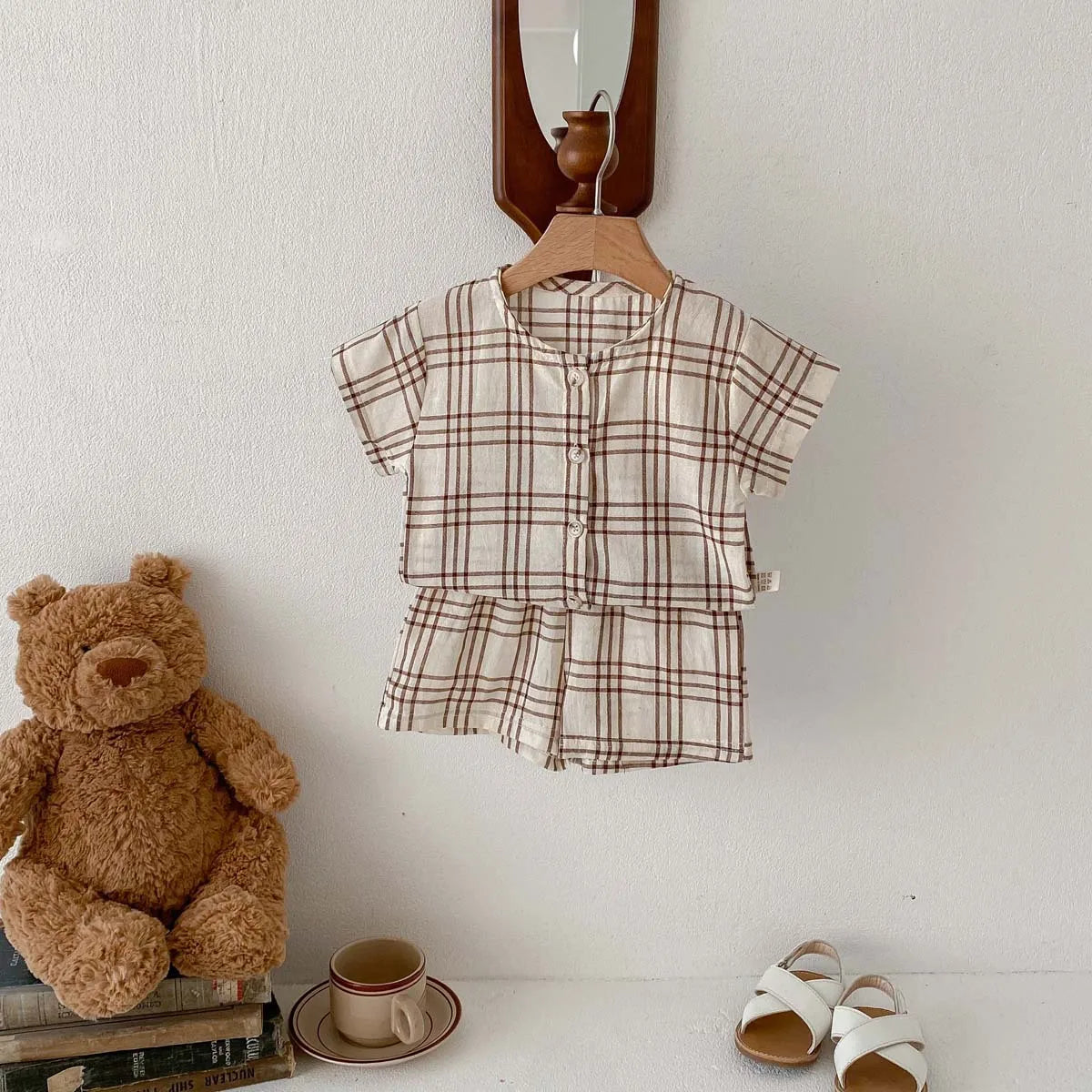 Cute Plaid T-Shirt & Shorts Set