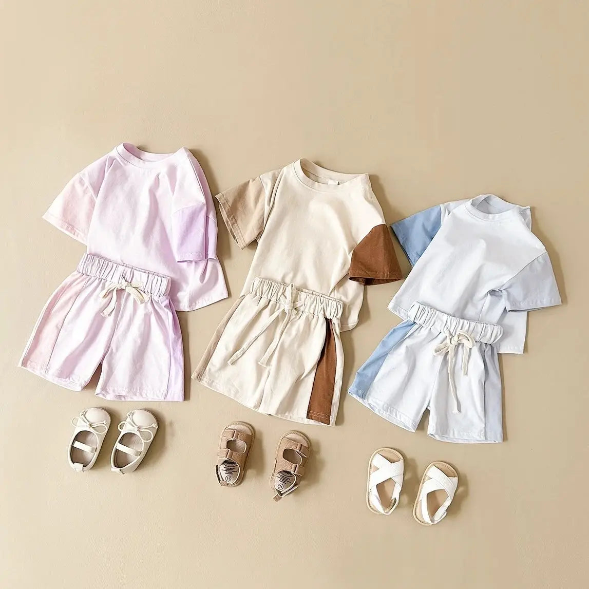 Elastic Waist T-Shirt & Shorts Set