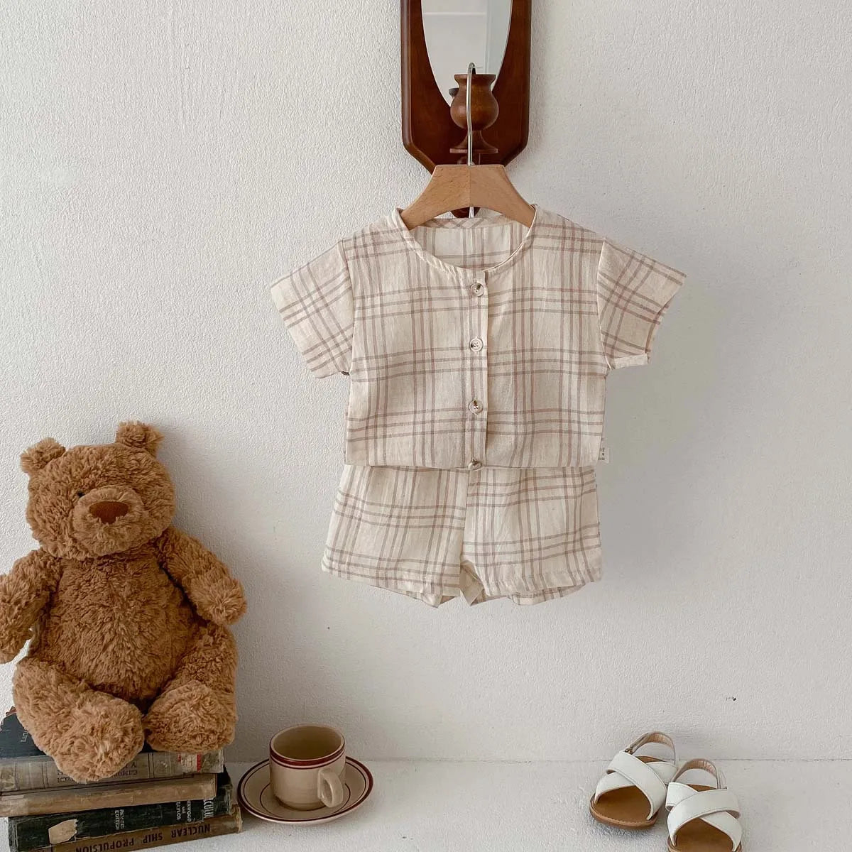 Cute Plaid T-Shirt & Shorts Set