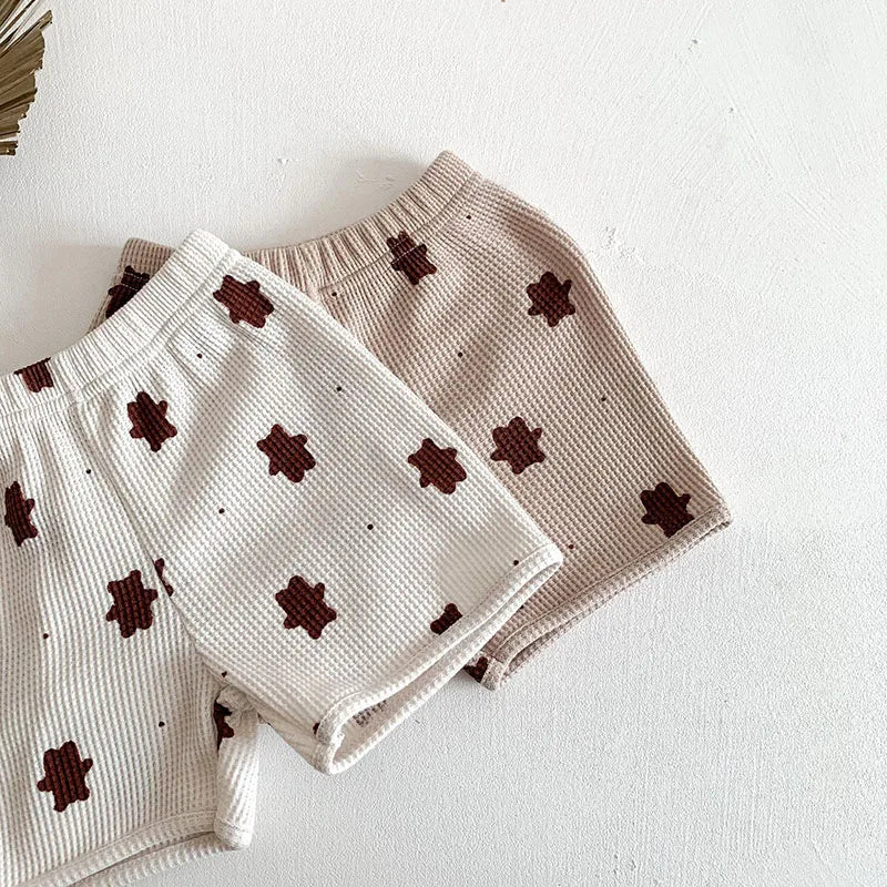 Infant Waffle Bear Vest & Shorts Set