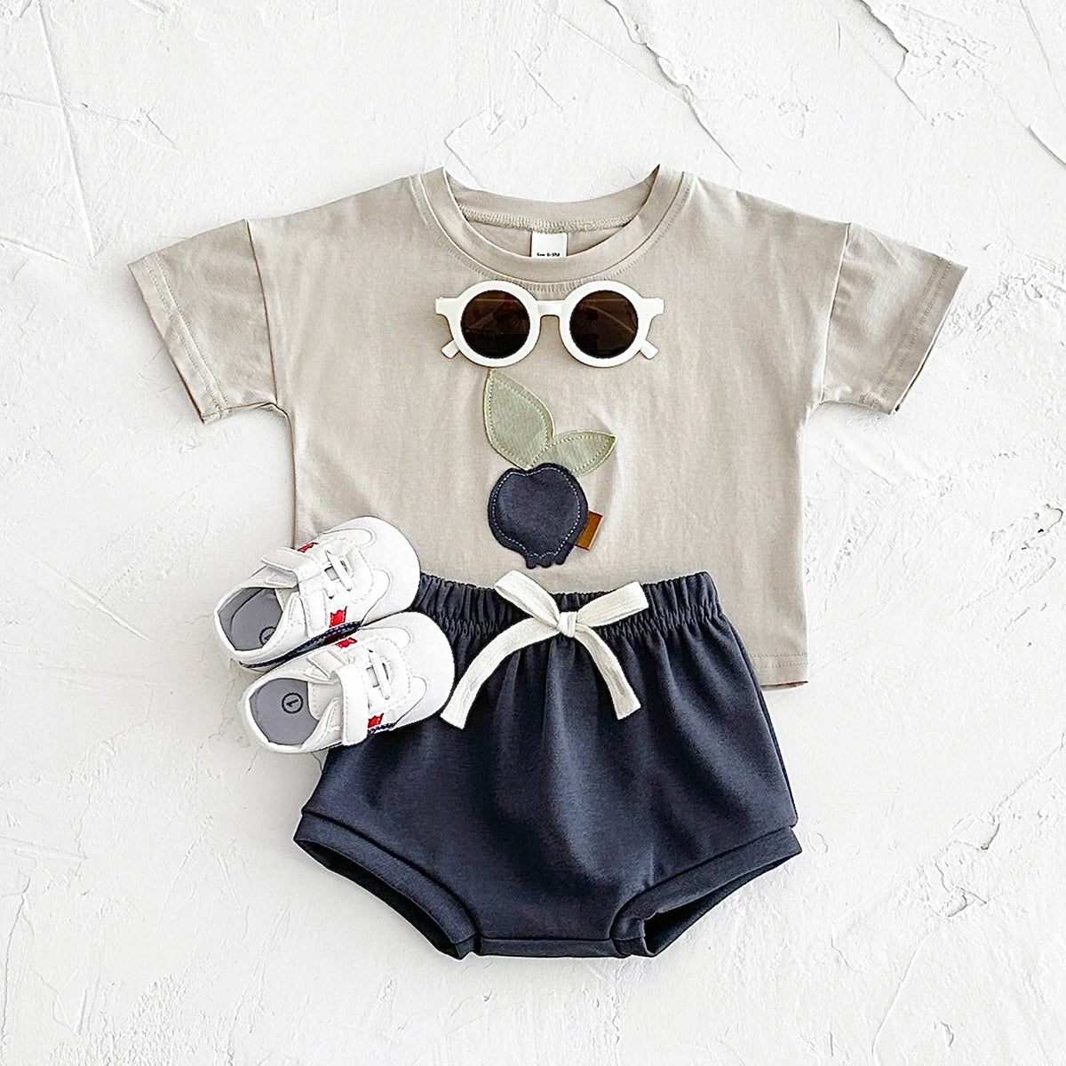 Fruit Print Round Neck T-shirt & Shorts