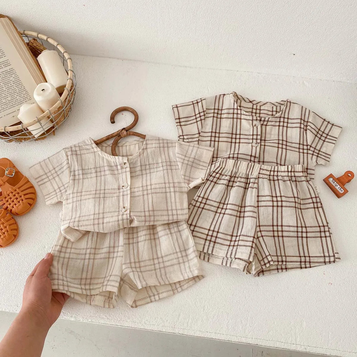 Cute Plaid T-Shirt & Shorts Set