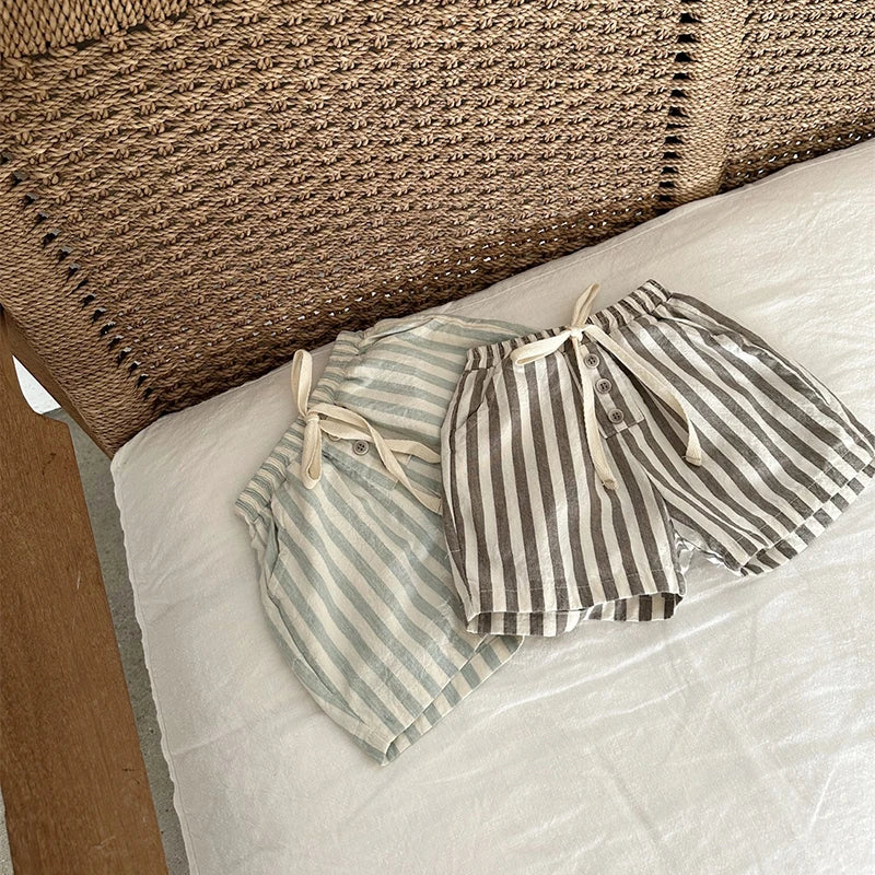 Vintage Linen Stripe Shorts