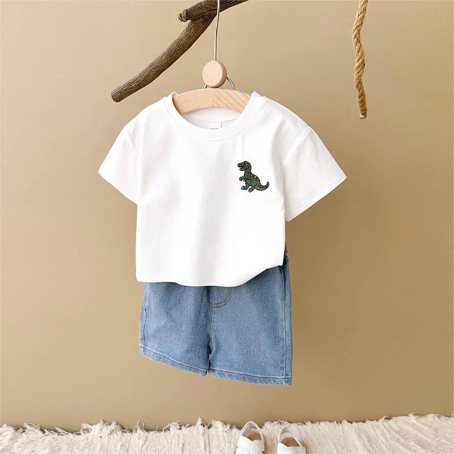 Dino T-shirt Denim & Shorts Set