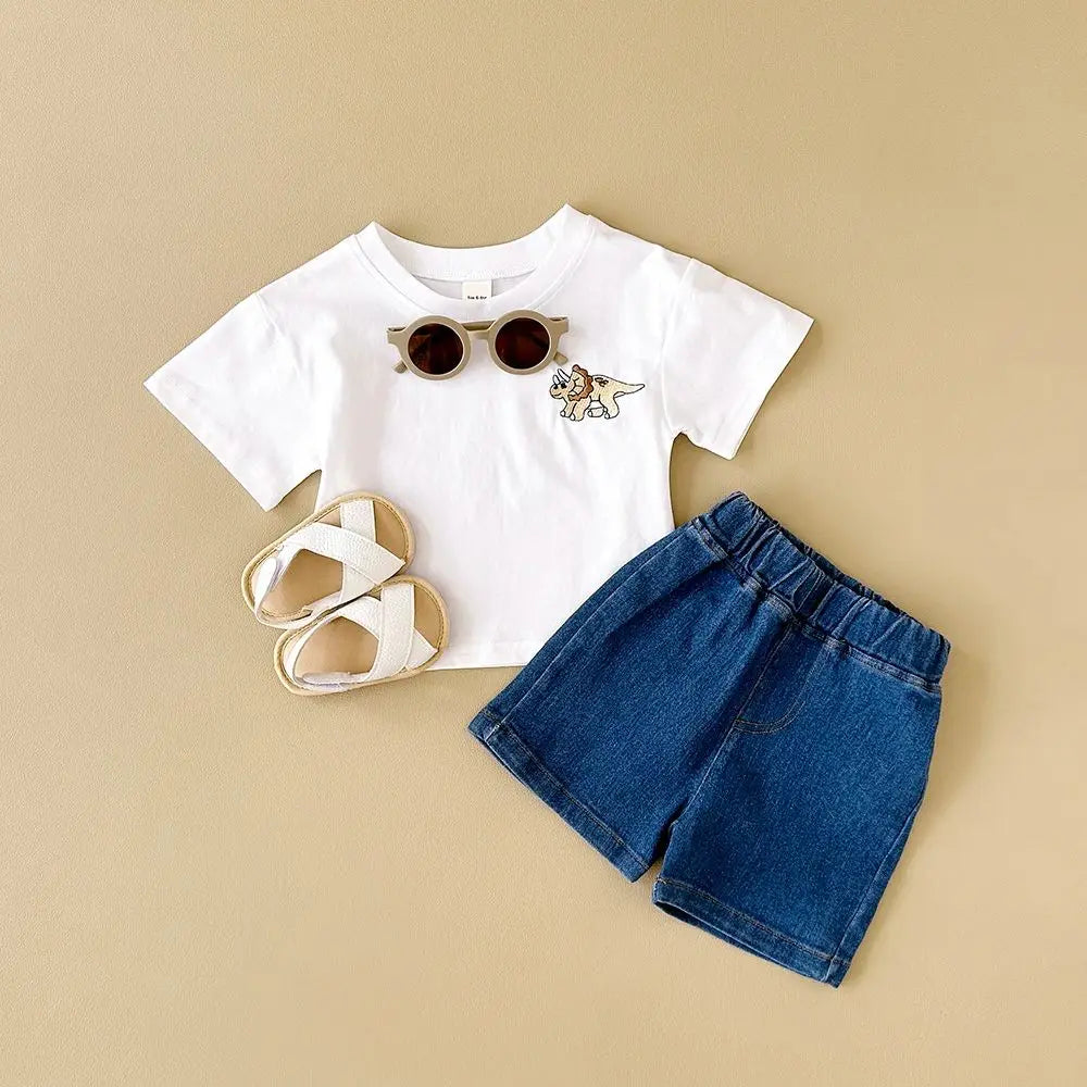 Dino T-shirt Denim & Shorts Set