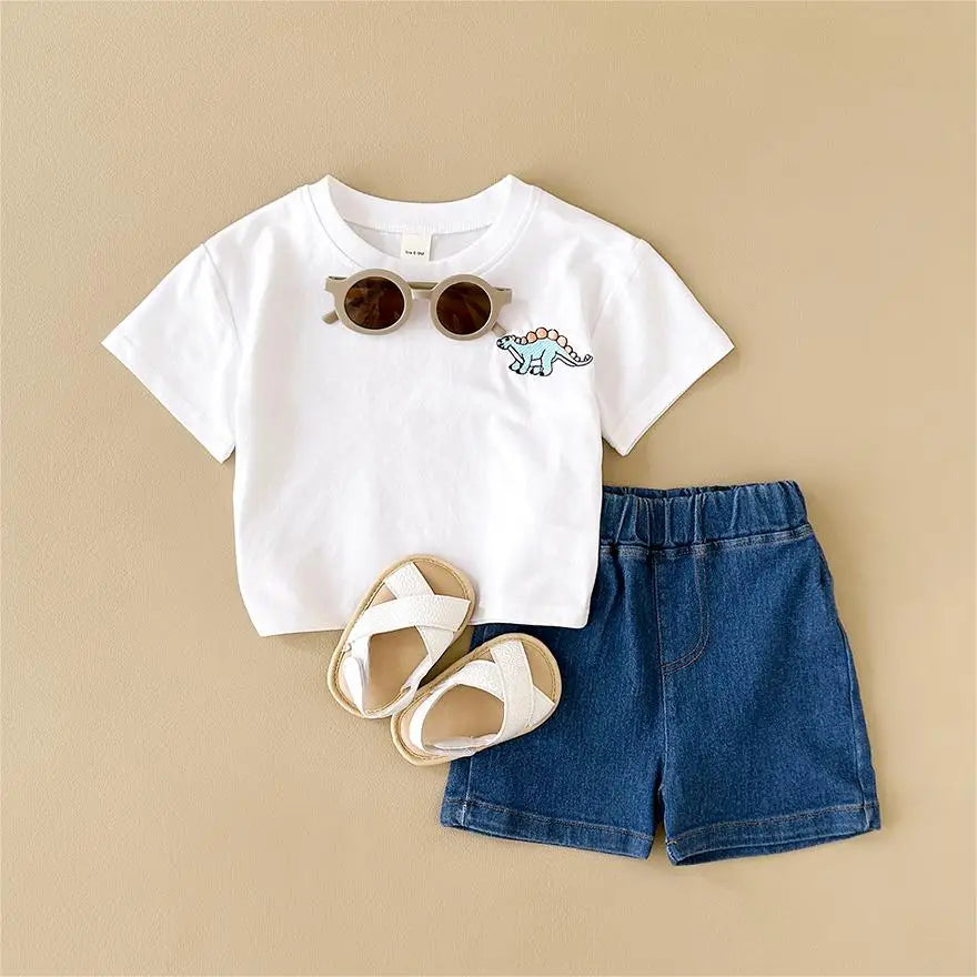 Dino T-shirt Denim & Shorts Set