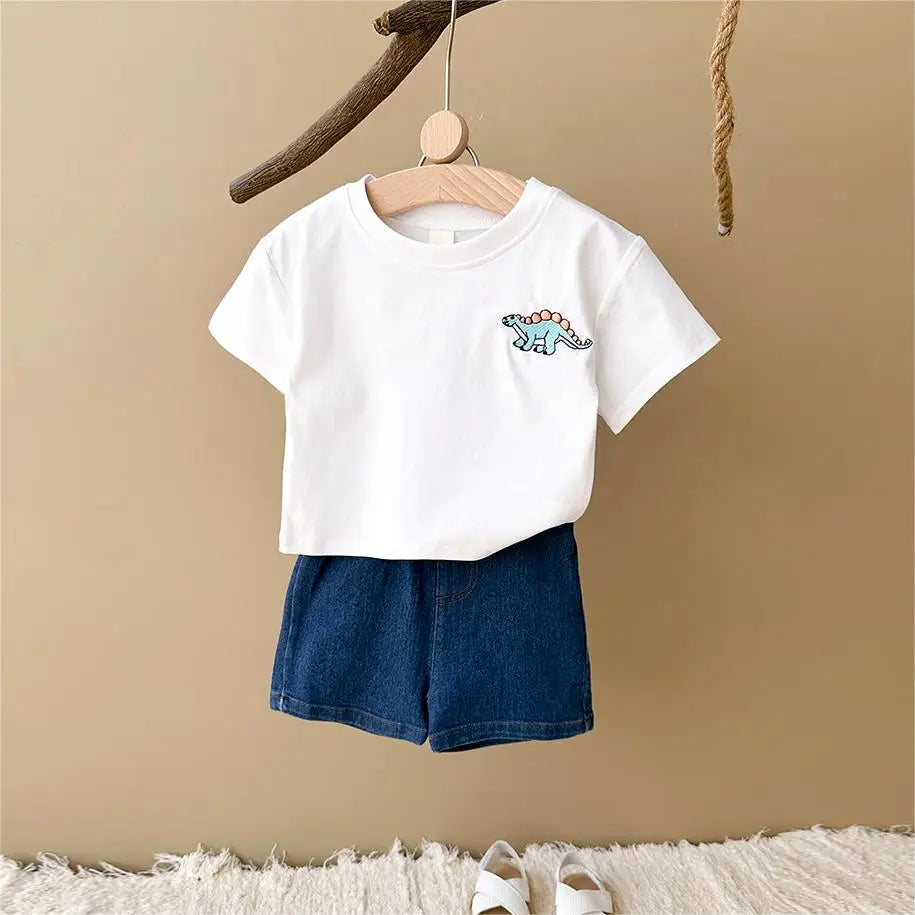 Dino T-shirt Denim & Shorts Set