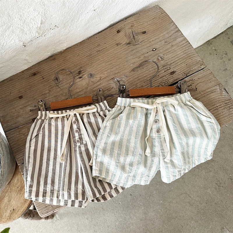 Vintage Linen Stripe Shorts