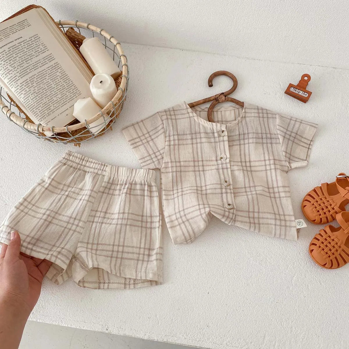 Cute Plaid T-Shirt & Shorts Set