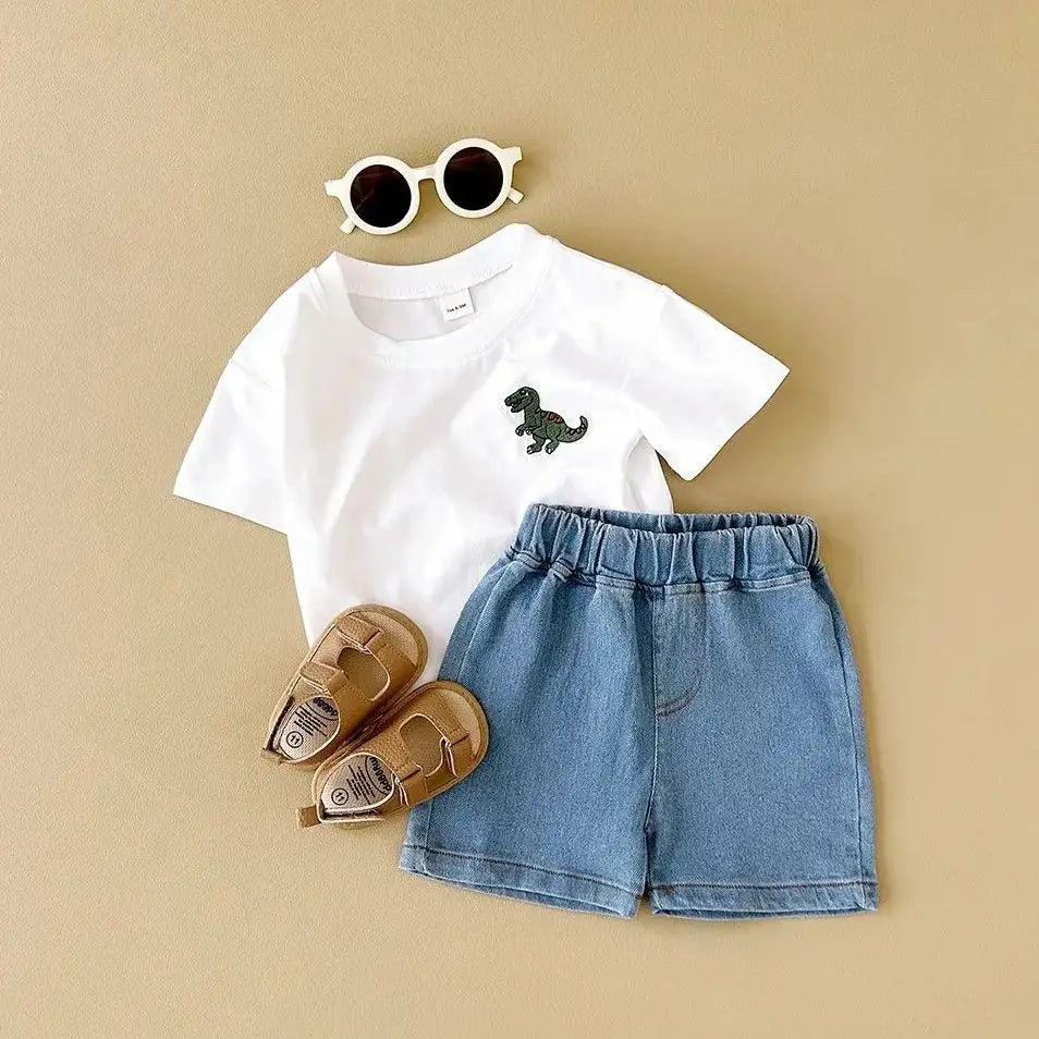 Dino T-shirt Denim & Shorts Set