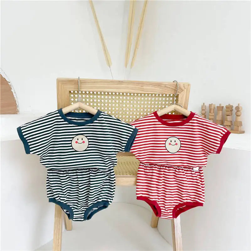 Smile Stripe T-shirt & Shorts Set