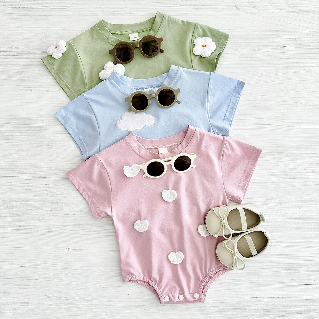 Fuzzy Cloud & Flower Baby Romper