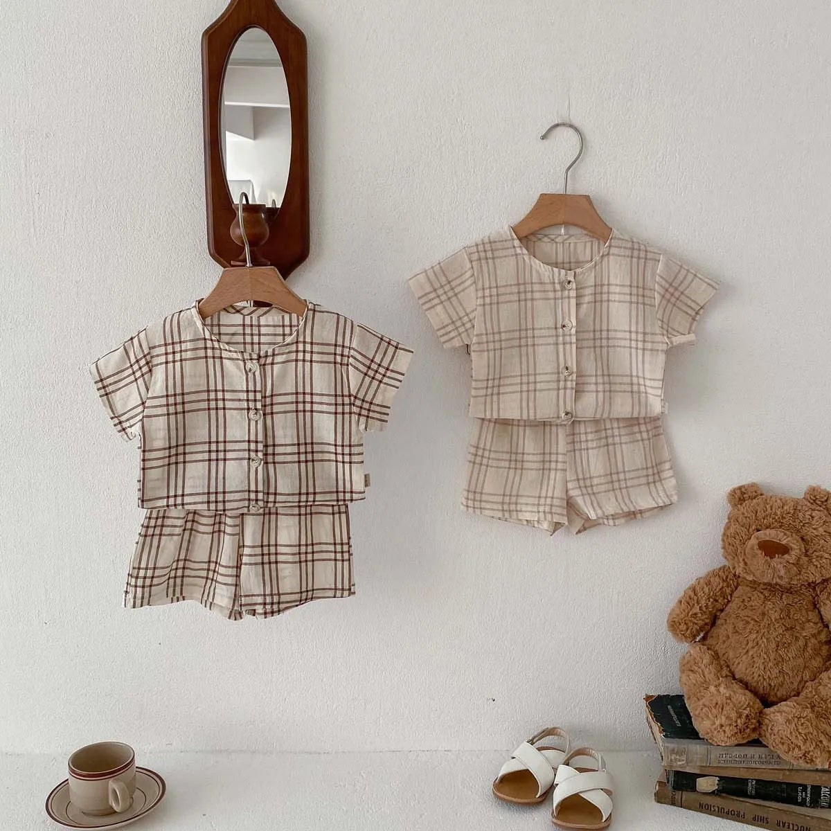 Cute Plaid T-Shirt & Shorts Set