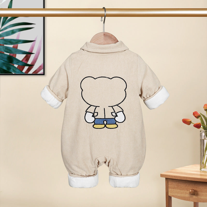 Baby Waffle Double Layer Bear Jumpsuit