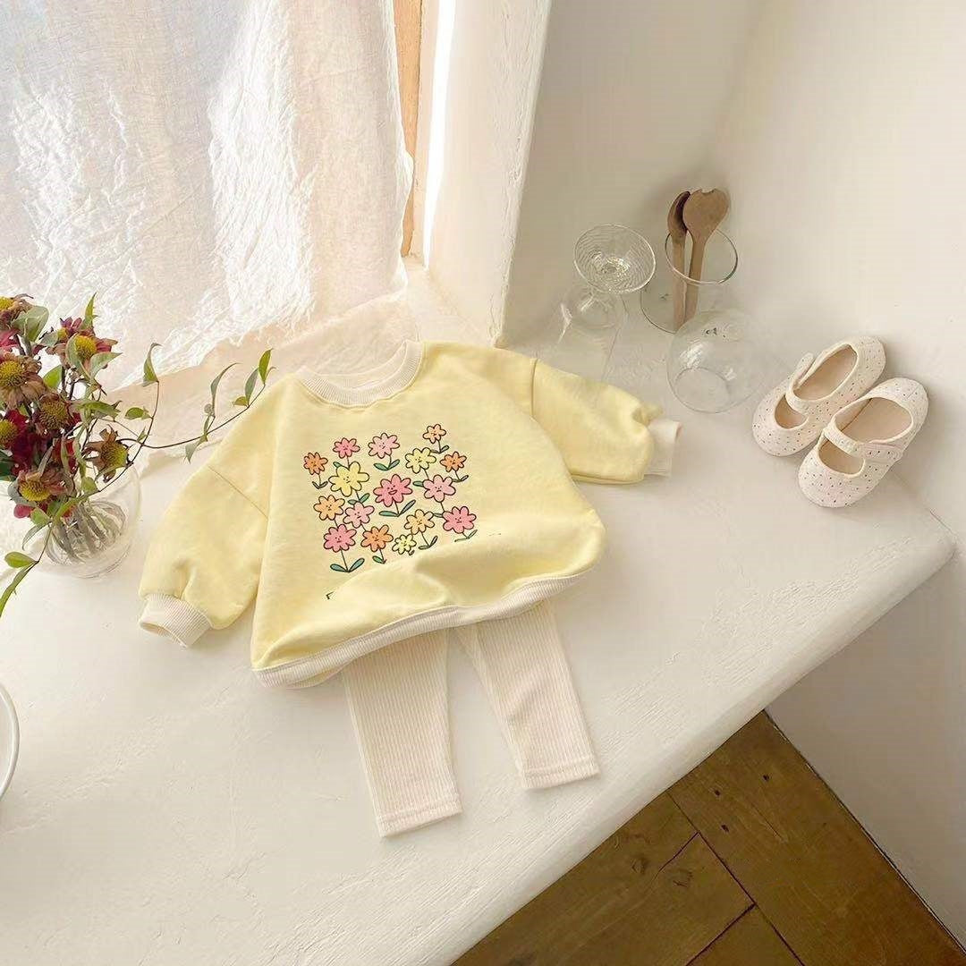 Baby Cotton Floral Hoodie Set