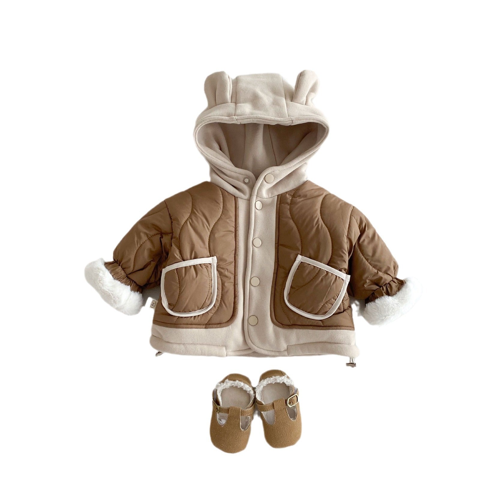 Child Clip Cotton Jacket Thick Hooded Top