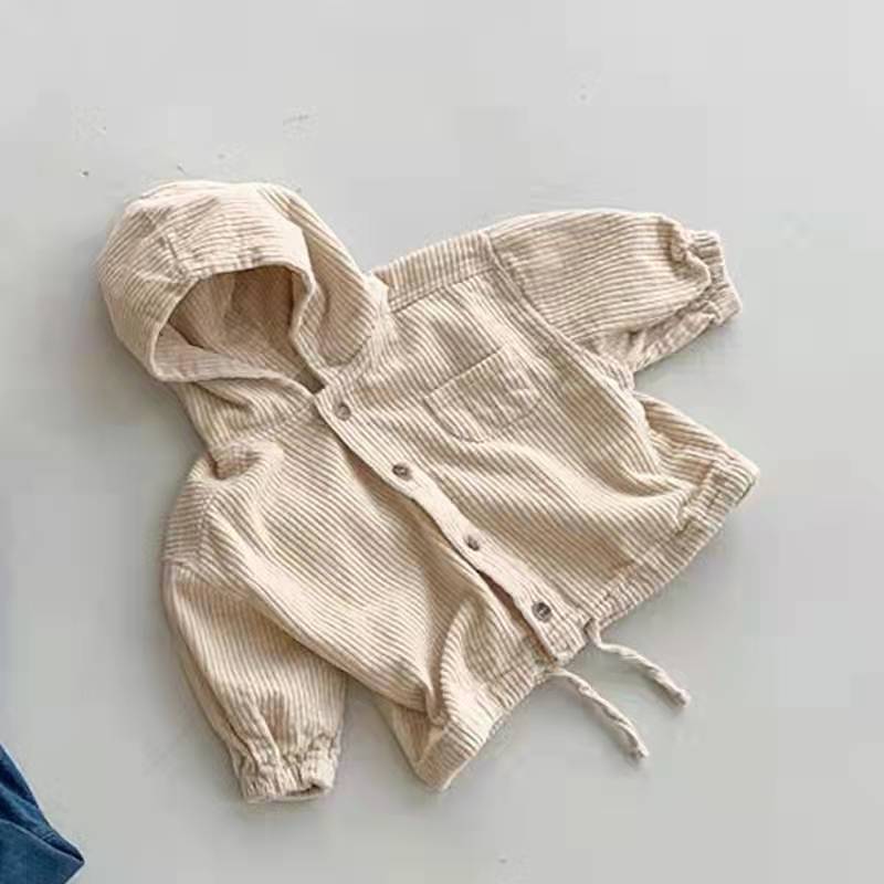 Apricot corduroy hooded toddler jacket