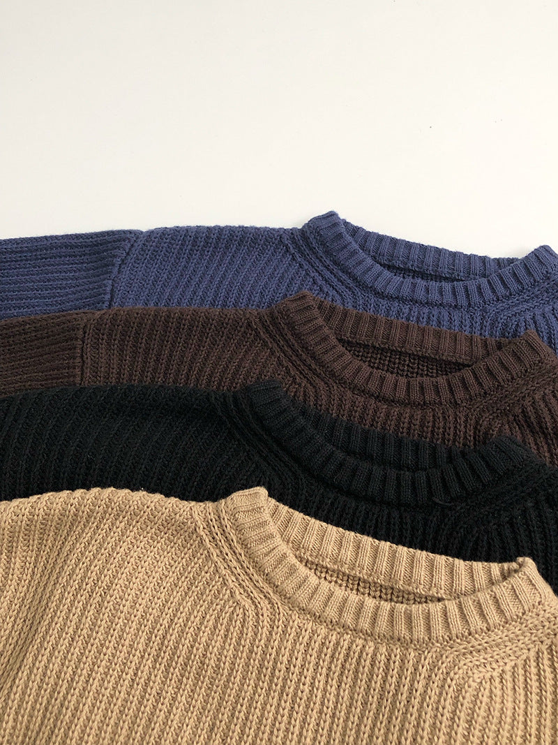 Solid Color Round Neck Sweater