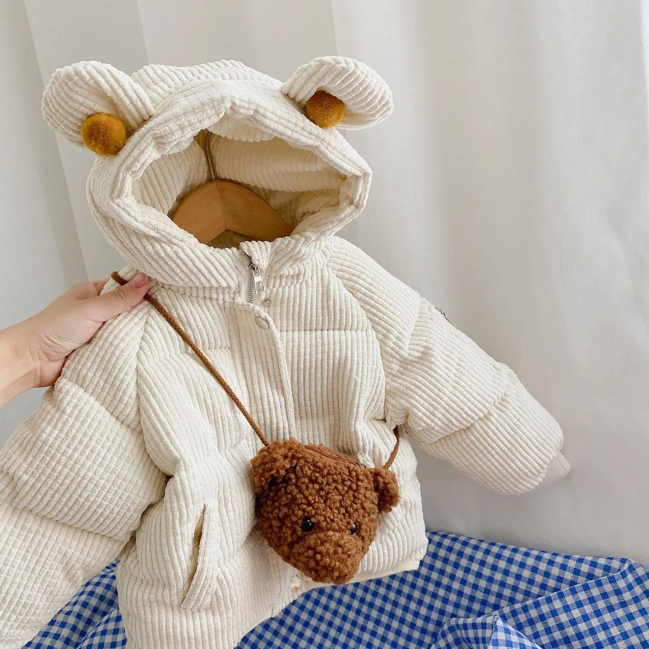 Cute Hooded Bear Coat with Bag