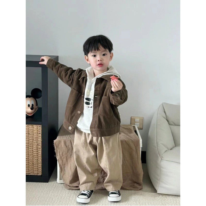 Boys' Casual Long-sleeved Button Cardigan Jacket