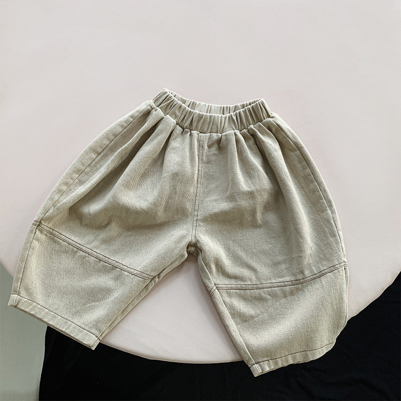 Beige loose harem pants for baby