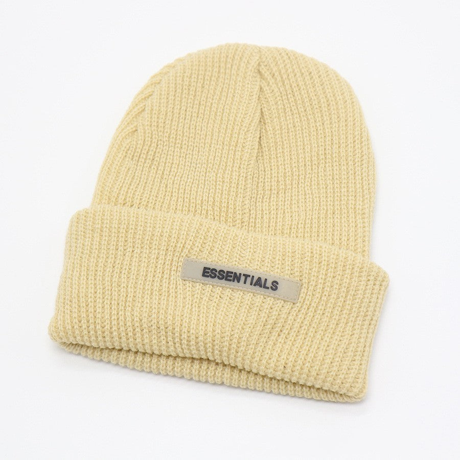Beige ribbed knit kids beanie