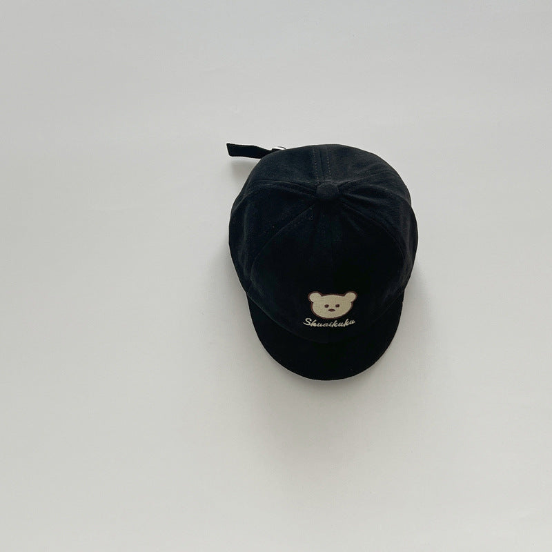 Black bear embroidered baby cap